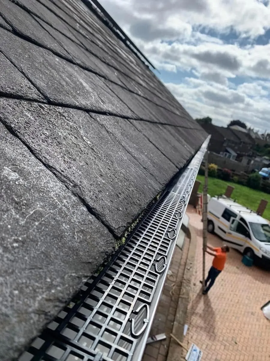 Gutter guard fitted on a slate roof in St Stephen in Brannel
